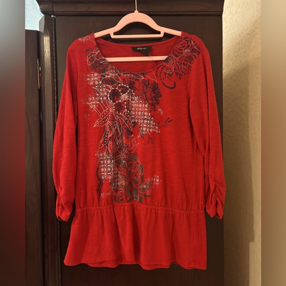 Red Floral Women's Top